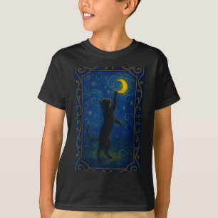 Cat Starry Night Van Gogh Cat Funny Cat Lover Mom  T-Shirt