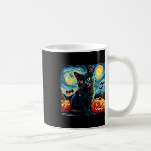 Cat Starry Night Van Gogh Cat Lover Pumpkins Bats  Coffee Mug