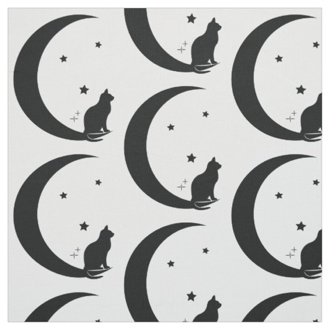Cat, Stars, and Moon Fabric (Swatch)