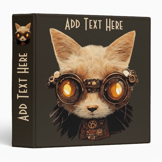 Cat Steampunk Gothic Retro Kitty Portrait Binder (Front/Spine)