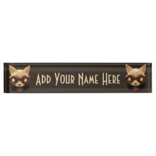 Cat Steampunk Gothic Retro Kitty Portrait Nameplate