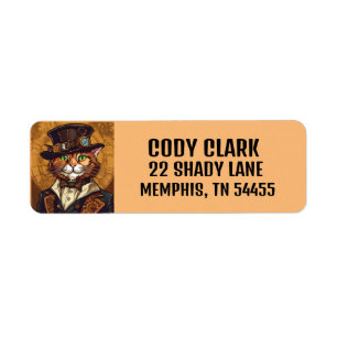 CAT STEAMPUNK Return Address Labels
