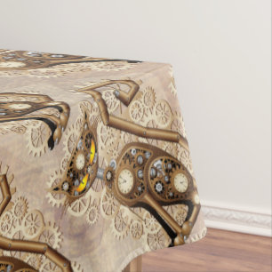 Cat Steampunk Vintage Retro Style Machine  Tablecloth