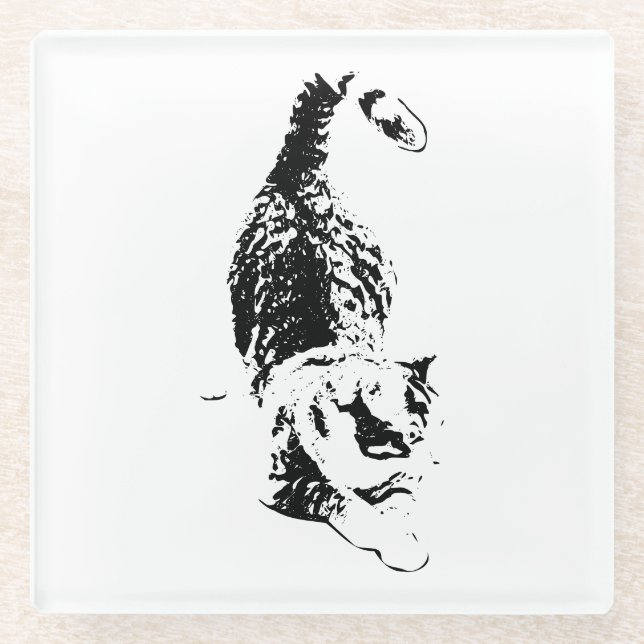 Cat Steps Through Fall Shadows Glass Coaster (Front)
