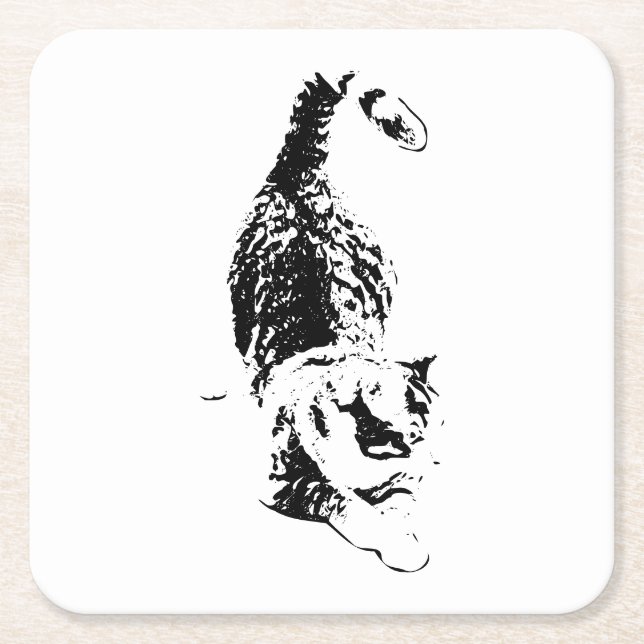 Cat Steps Through Fall Shadows Square Paper Coaster (Front)