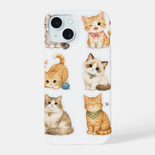 Cat Stickers Pattern iPhone 15 Case