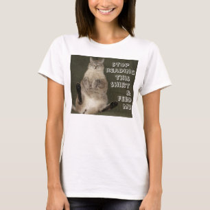 Cat "STOP READING SHIRT & FEED ME" Ladies Tank Top