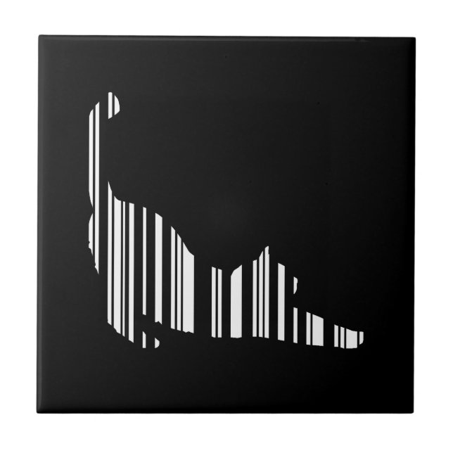 CAT STRETCHING BAR CODE Pet Barcode Pattern Tile (Front)