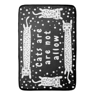 Cat Stretching Black Bath Mat