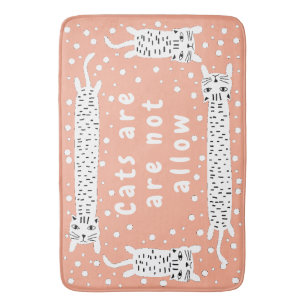 Cat Stretching Peach Bath Mat