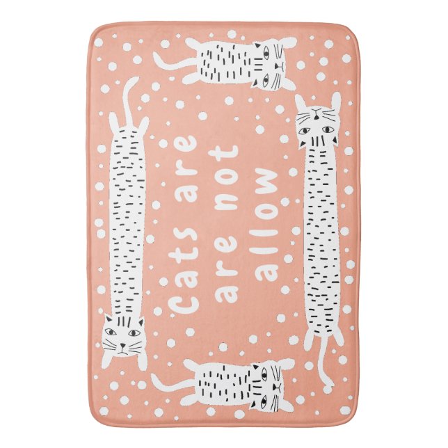 Cat Stretching Peach Bath Mat (Front Vertical)
