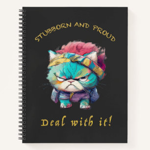 Cat Stubborn Deal With It Cute Adorable Funny Notebook