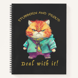 Cat Stubborn Deal With It Cute Adorable Funny  Notebook