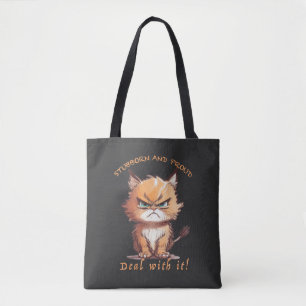 Cat Stubborn Deal With It Cute Adorable Funny Tote Bag