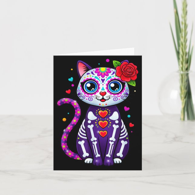 Cat Sugar Skull Cute Cat For Cat Lover Cat-m  Card (Front)