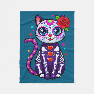 Cat Sugar Skull Cute Cat For Cat Lover Cat-m Fleece Blanket