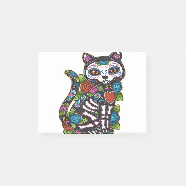 Cat Sugar Skull Mexico Calavera Dia De Los Muertos Post-it Notes (Front)