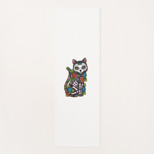 Cat Sugar Skull Mexico Calavera Dia De Los Muertos Yoga Mat