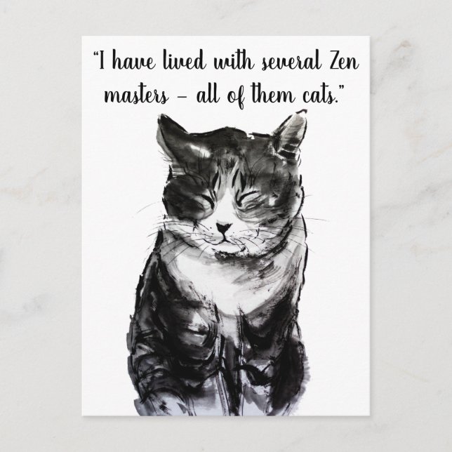 Cat sumie ink painting postcard (Front)