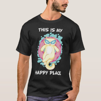 Cat Summer Holiday Bathing Relaxing Swimming Hoop  T-Shirt