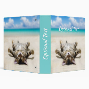 Cat Sunbathing at the Beach Binder