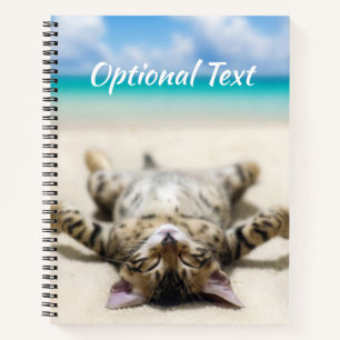 Cat Sunbathing at the Beach   Notebook