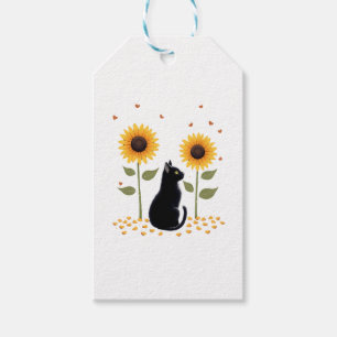 Cat Sunflower Christmas Tree Sun Flower Cat Lover Gift Tags
