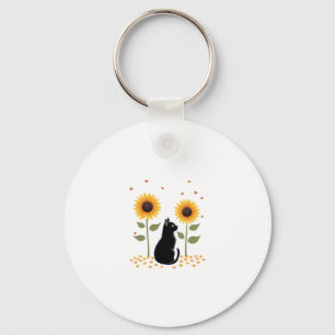 Cat Sunflower Christmas Tree Sun Flower Cat Lover  Keychain