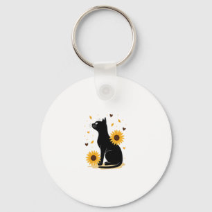 Cat Sunflower Christmas Tree Sun Flower Cat Lover  Keychain