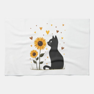Cat Sunflower Christmas Tree Sun Flower Cat Lover  Kitchen Towel