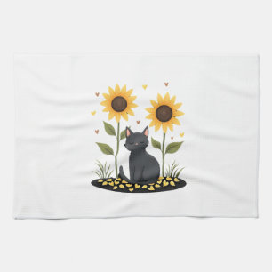 Cat Sunflower Christmas Tree Sun Flower Cat Lover  Kitchen Towel