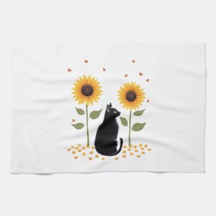 Cat Sunflower Christmas Tree Sun Flower Cat Lover  Kitchen Towel