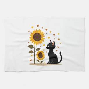 Cat Sunflower Christmas Tree Sun Flower Cat Lover  Kitchen Towel