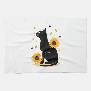 Cat Sunflower Christmas Tree Sun Flower Cat Lover  Kitchen Towel