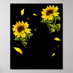 Cat Sunflower Christmas Tree Sun Flower Cat Lover  Poster