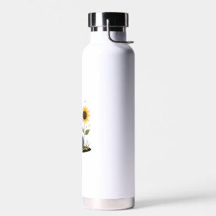 Cat Sunflower Christmas Tree Sun Flower Cat Lover Water Bottle