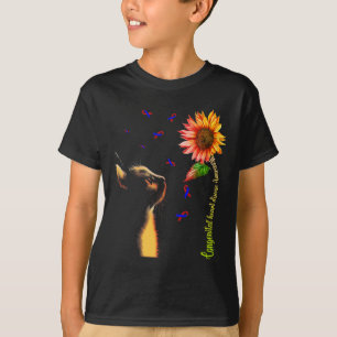Cat Sunflower Congenital Heart Disease Awareness T-Shirt