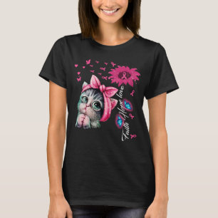 Cat Sunflower Faith Hope Love Breast Cancer Awaren T-Shirt