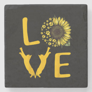 Cat Sunflower Gifts For Cat Lovers, Cat Mom Stone Coaster
