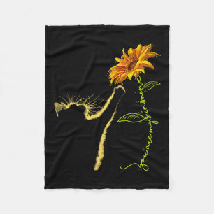 Cat Sunflower Gifts For Cat Lovers Fleece Blanket