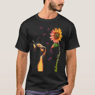 Cat Sunflower Pulmonary Fibrosis Awareness T-Shirt