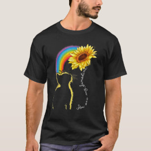 Cat Sunflower Rainbow For Cat Cat Mom Lady Women T-Shirt