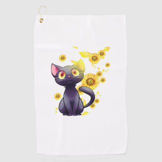 Cat Sunflower Shirt Golf Towel