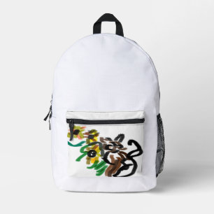 Cat sunflowers printed backpack