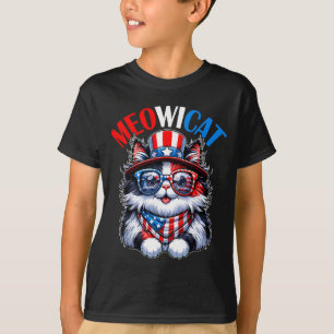 Cat Sunglass USA Flag Cat Lovers Meowicat 4th of T-Shirt