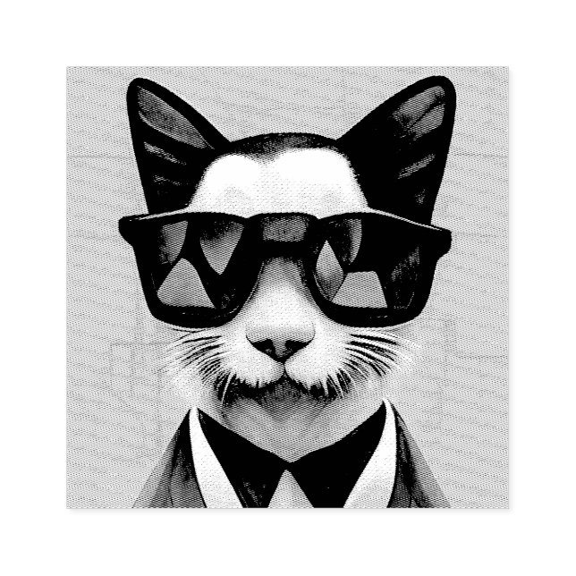 CAT SUNGLASSES COOL RUBBER STAMP (Imprint)