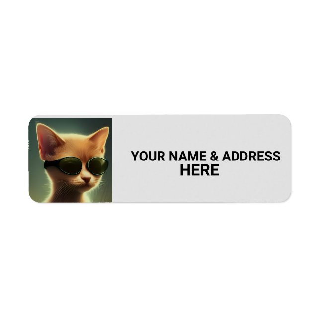 CAT SUNGLASSES GINGER Return Address Labels (Front)