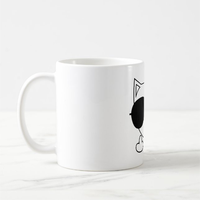 Cat Sunglasses Middle Finger Coffee Mug (Left)