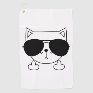 Cat Sunglasses Middle Finger Golf Towel