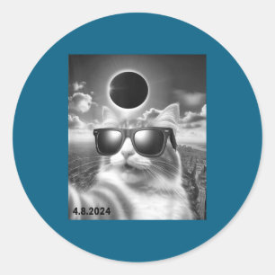 Cat Sunglasses Selfie Solar Eclipse Classic Round Sticker